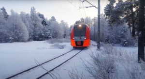 Ласточка поезд зимой