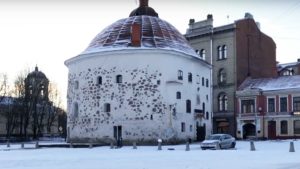 Выборг круглая башня зимой