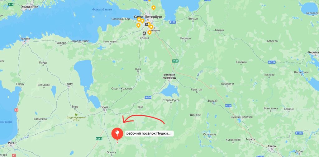 Пушкинские Горы на карте