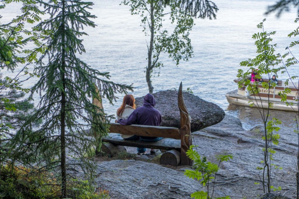 Скамейка у воды в парке Монрепо