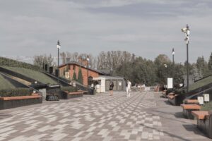 Аллея Парка Остров фортов в Кронштадте в солнечный день