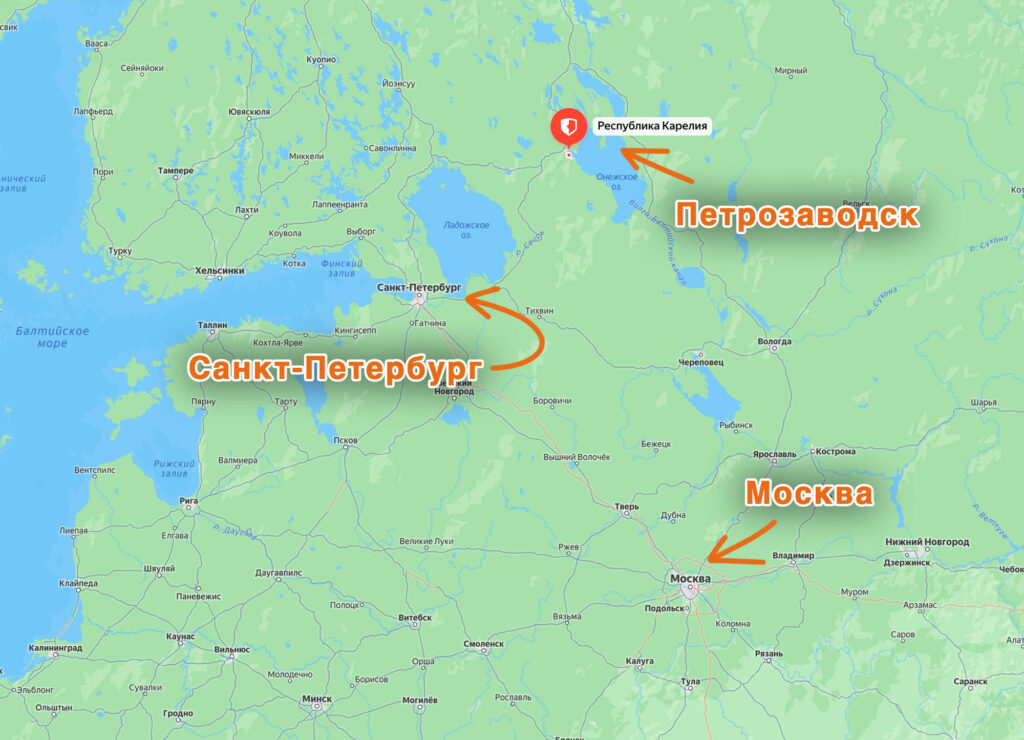 Карелия на карте